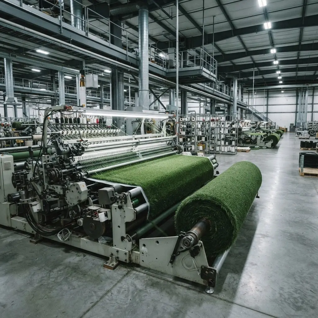 Turf production lines at Senwells Grass's manufacturing partner facility